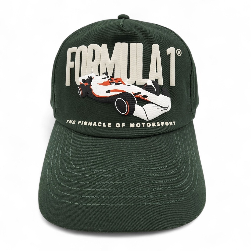 Formula 1 Graphic Green Snapback Hat Adjustable Embossed Print Cap NEW w/ Tag